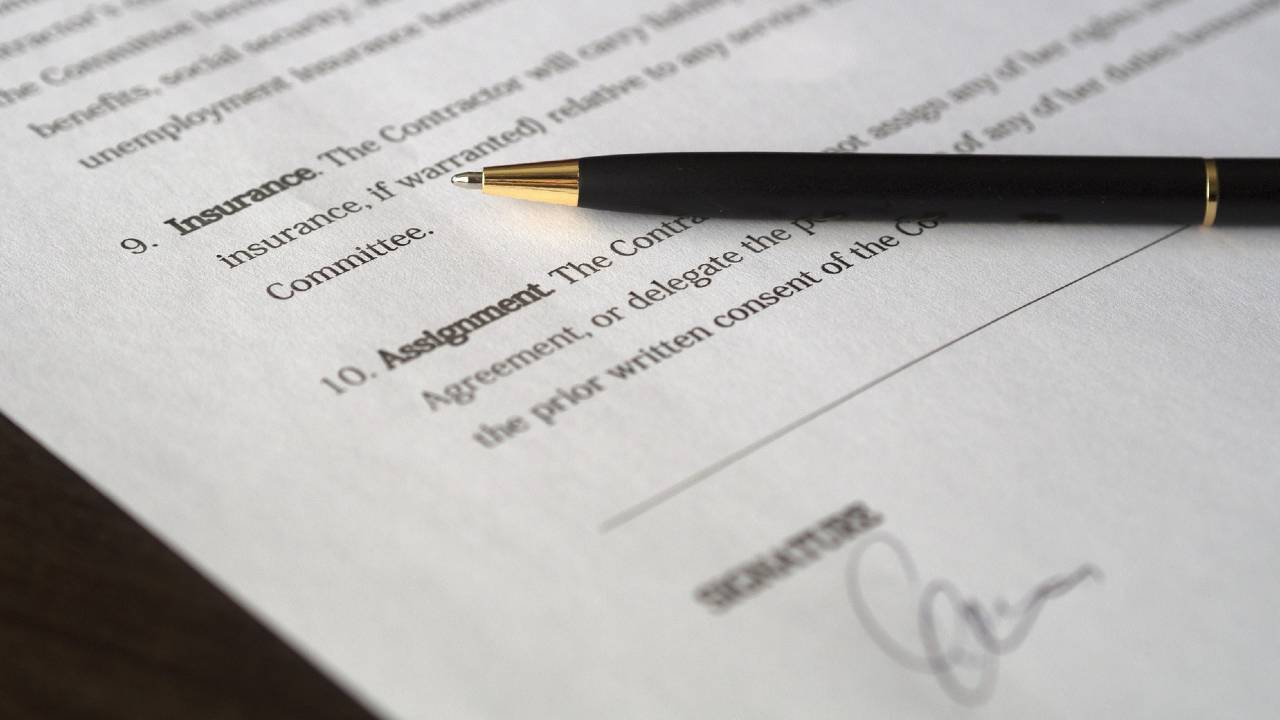 Contractual documents ready for signature